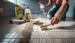Mix 3 ingredients and apply them to grout: in 15 minutes it looks like new