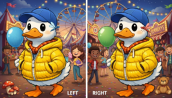 8-Second Visual Puzzle: Can You Identify the 3 Variations in the Duck Wearing Coat Picture?