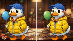 8-Second Visual Puzzle: Can You Identify the 3 Variations in the Duck Wearing Coat Picture?