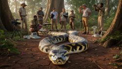 An unusually massive African python has been formally verified by reptile specialists during an accredited field mission, astonishing researchers worldwide