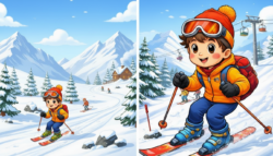 9-Second Visual Puzzle: Identify the 3 Variations in the Child Skiing Picture