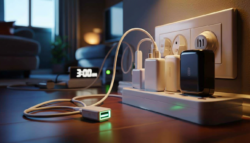 Why you should never leave a charging cord plugged in without a device attached, because it still draws “vampire power”